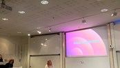 Jennifer Strannabjer Björn, Director Solutions & Delivery at Voyado is holding a theme lecture presenting in front of students